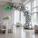 Set of 110 Silver Balloon Garland Kit – Biodegradable Extra Strong Latex Balloons for Party Arch Décor