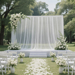 Sheer Backdrop Curtain Panel 10ft × 10ft White – Wedding Arch Drape with Rod Pocket