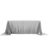 Sequin 90"x132" Rectangle Tablecloth Silver - Seamless Sparkly Table Cover
