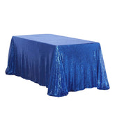Sequin 90"x156" Rectangle Tablecloth Royal Blue - Seamless Twinkling Table Cover