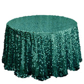 Sequin 120" Round Tablecloth Hunter Emerald Green - Seamless Big Payette Table Cover