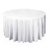 Scuba Round 108" Tablecloth White - Wrinkle Free & Stain Resistant Table Cover for Exquisite Events