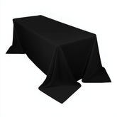 Scuba Rectangular 90"x132" Tablecloth Black - Wrinkle Free, Stain Resistant & Seamless Table Cover for Weddings and Parties
