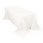 Scuba Rectangular 90"x132" Tablecloth Ivory - Wrinkle Free, Stain Resistant & Seamless Table Cover
