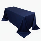 Scuba Rectangular 90"x132" Tablecloth Navy Blue - Wrinkle Free, Stain Resistant & Seamless Table Cover