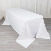 Scuba Rectangular 90"x132" Tablecloth White - Wrinkle Free, Stain Resistant & Seamless Table Cover for Weddings and Parties