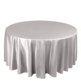 Scuba Round 120" Tablecloth Shimmering Silver - Wrinkle Free, Stain Resistant & Seamless Table Cover