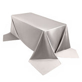 Scuba Rectangular 90"x156" Tablecloth Shimmering Silver - Wrinkle Free & Stain Resistant Seamless Table Cover
