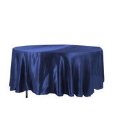 Satin 108" Round Tablecloth Navy Blue - Smooth and Lustrous Table Cover