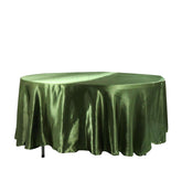 Satin 108" Round Tablecloth Olive Green - Smooth and Lustrous Table Cover