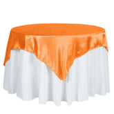 Satin 60"x60" Table Overlay Square Tablecloth Orange - Smooth Silky Touch Table Cover