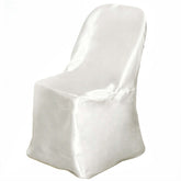 Satin Chair Covers for Folding Chairs Ivory with Glossy Sheen - Reusable Covers