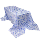 Satin Rectangular 90"x156" Tablecloth White/Blue French Toile Design - Seamless Stylish & Wrinkle-Resistant Table Cover