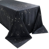 Scuba Rectangular Tablecloth 90"×132" Black with Rhinestone Accents – Seamless, Wrinkle-Free, Stain-Resistant Event Linen