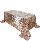 Sequin 90"x132" Rectangle Tablecloth Rose Gold - Seamless Big Payette Table Cover