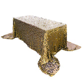 Sequin 90"x156" Rectangle Tablecloth Champagne - Seamless Big Payette Table Cover
