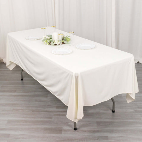 Scuba Rectangular 60"x102" Tablecloth Ivory - Wrinkle Free & Stain Resistant Table Cover