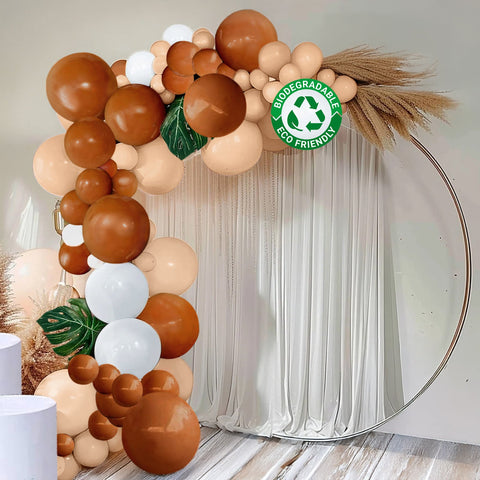 Set of 124 Tan Brown Biodegradable Balloon Arch Kit, Rustic Double Layered Extra Strong Latex Party Balloon Garland