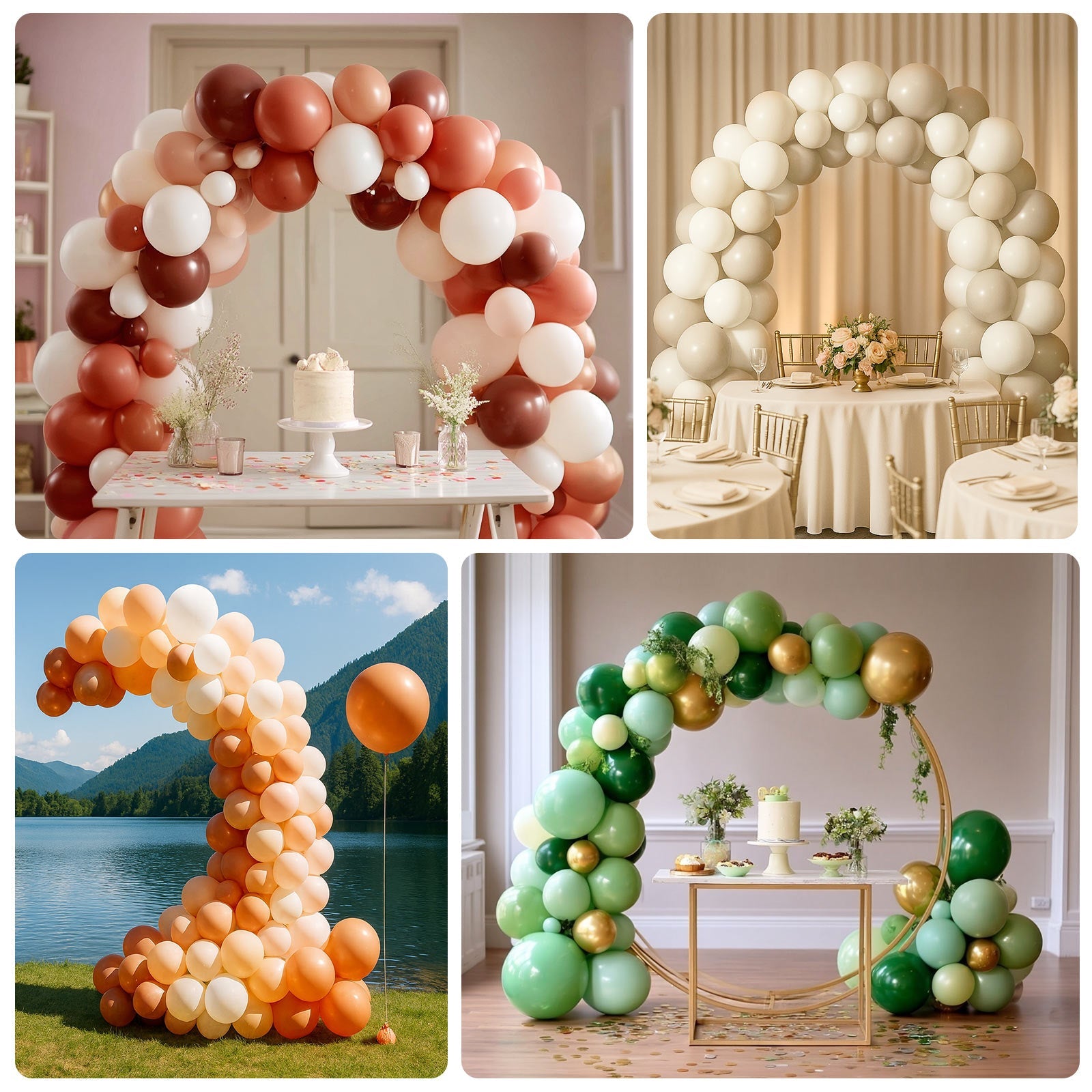 Set of 124 Tan Brown Biodegradable Balloon Arch Kit, Rustic Double Layered Extra Strong Latex Party Balloon Garland