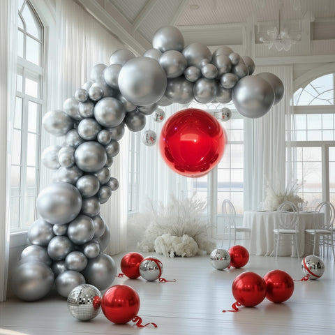 Set of 110 Silver Balloon Garland Kit – Biodegradable Extra Strong Latex Balloons for Party Arch Décor