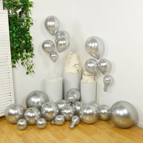 Set of 110 Silver Balloon Garland Kit – Biodegradable Extra Strong Latex Balloons for Party Arch Décor
