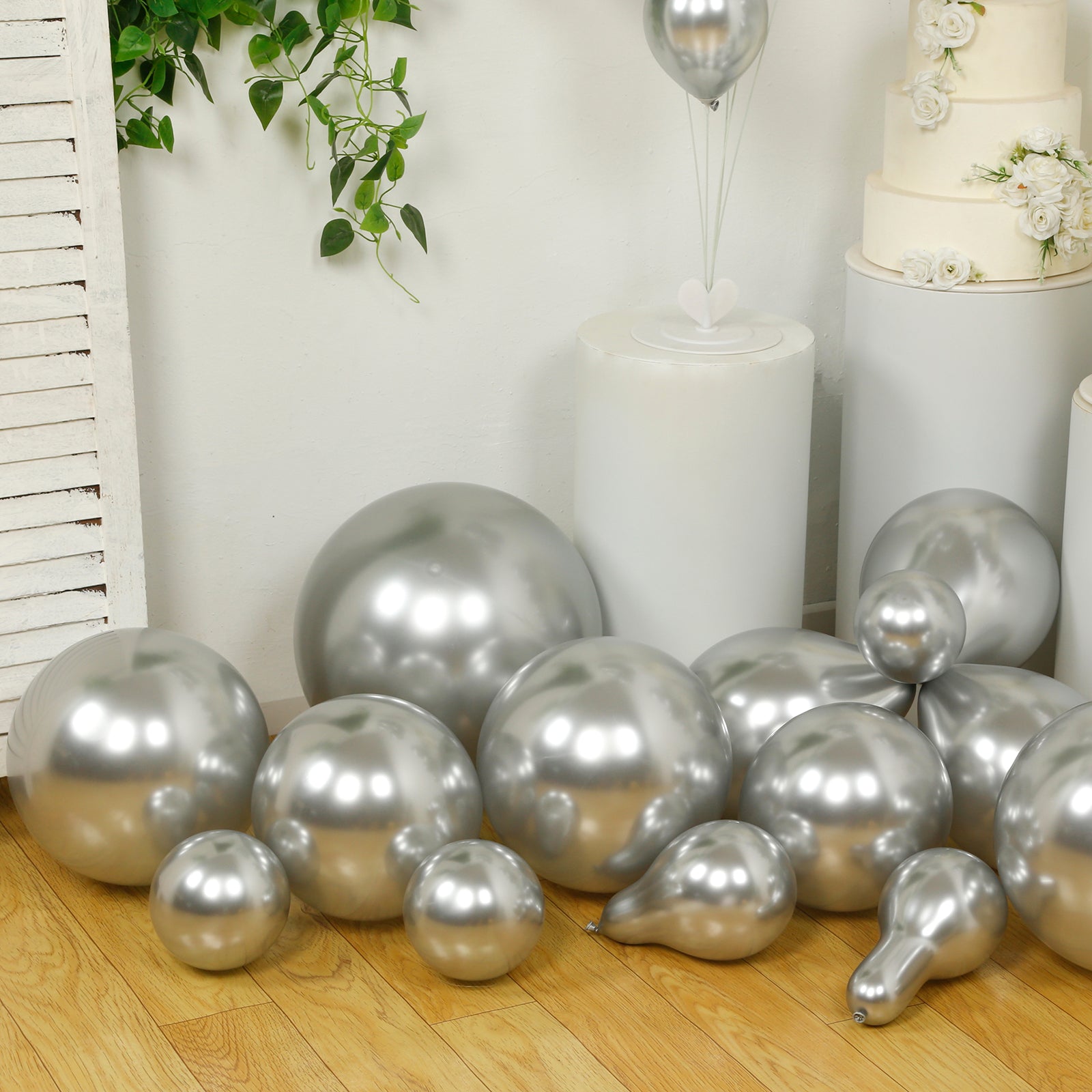 Set of 110 Silver Balloon Garland Kit – Biodegradable Extra Strong Latex Balloons for Party Arch Décor