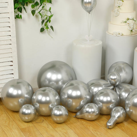 Set of 110 Silver Balloon Garland Kit – Biodegradable Extra Strong Latex Balloons for Party Arch Décor
