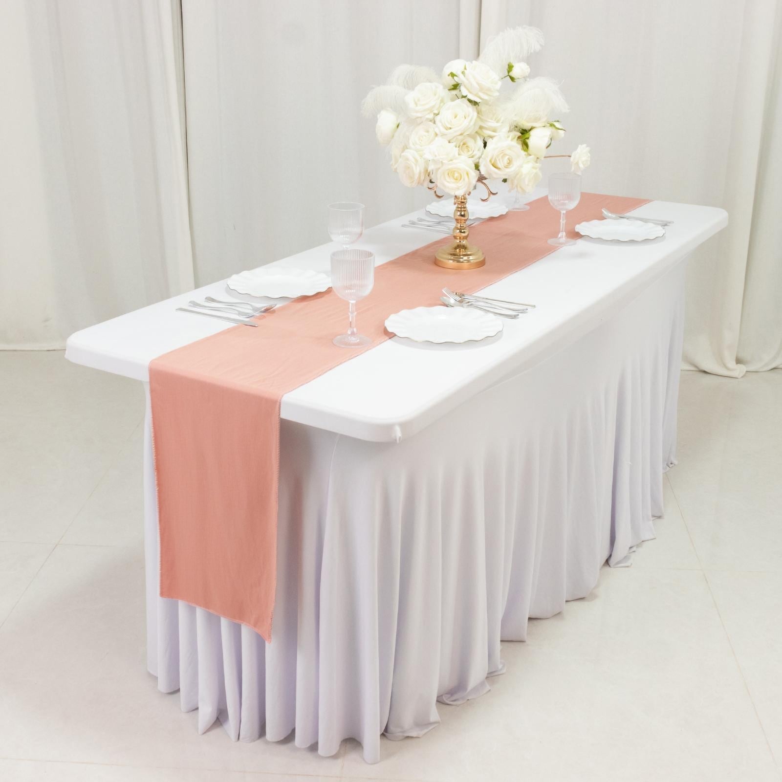 Scuba Polyester 12"x108" Table Runner Dusty Rose - Wrinkle-Free Table Linen