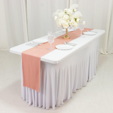 Scuba Polyester 12"x108" Table Runner Dusty Rose - Wrinkle-Free Table Linen