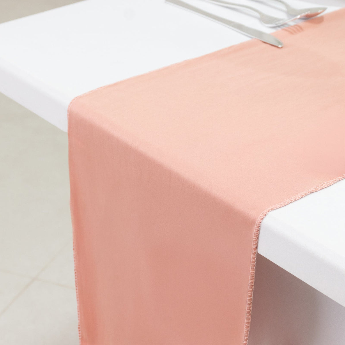 Scuba Polyester 12"x108" Table Runner Dusty Rose - Wrinkle-Free Table Linen