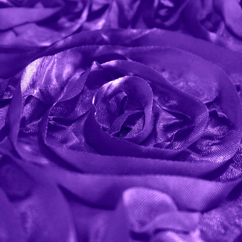 Satin 120" Round Tablecloth Purple - Grandiose 3D Rosette with Seamless Finish Table Cover