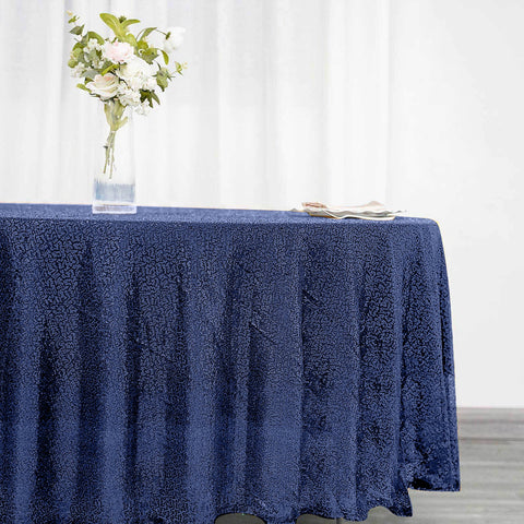 Sequin 108" Round Tablecloth Navy Blue - Glittering Finish Table Cover