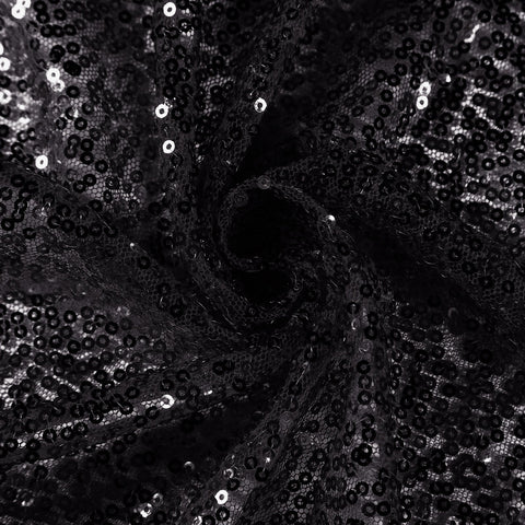 Sequin 132" Round Tablecloth Black - Seamless Dazzling Table Cover
