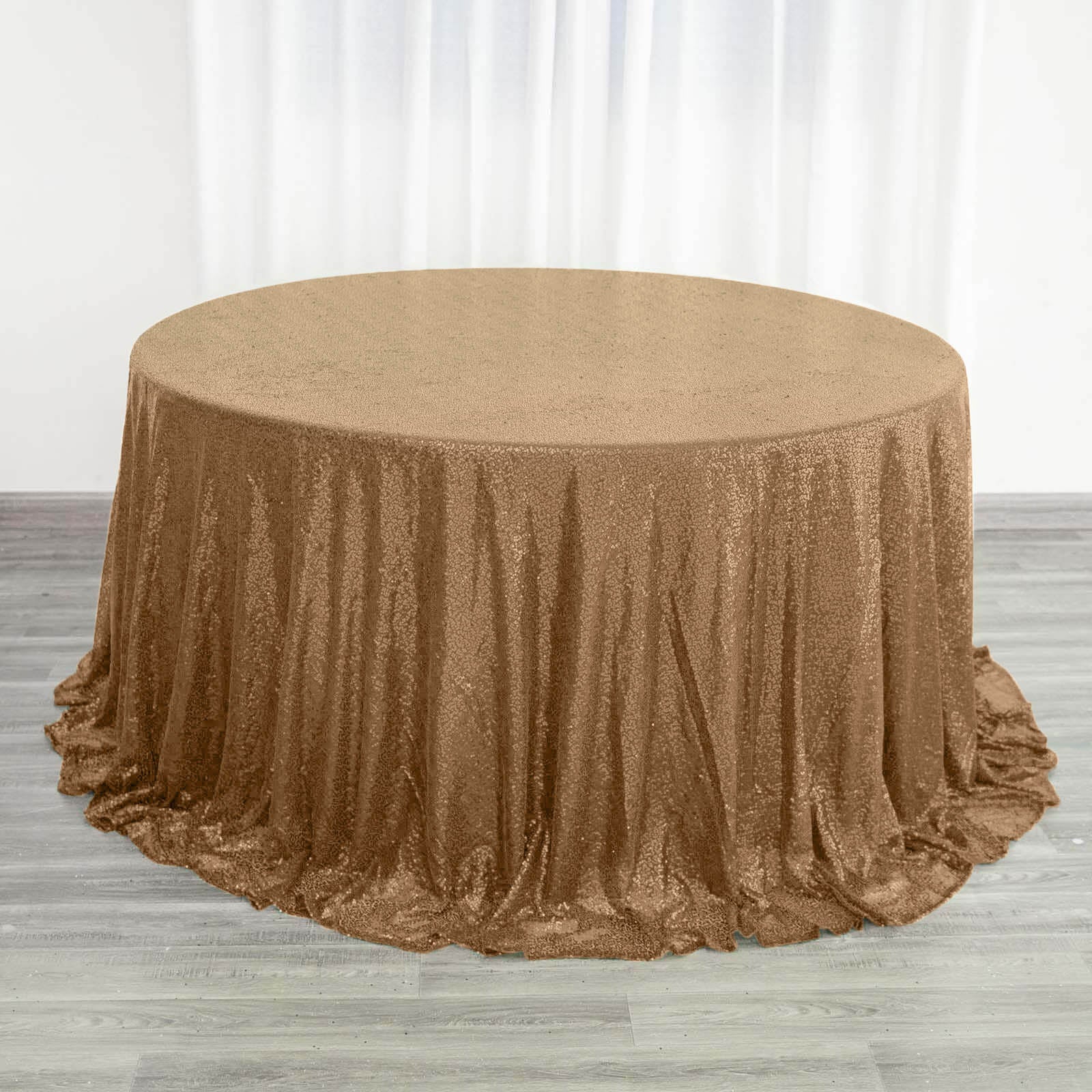 Sequin 132" Round Tablecloth Gold - Seamless Dazzling Design for Refined Events