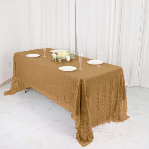 Sequin 60"x126" Rectangle Tablecloth Gold - Glittering Finish for Vibrant Celebrations