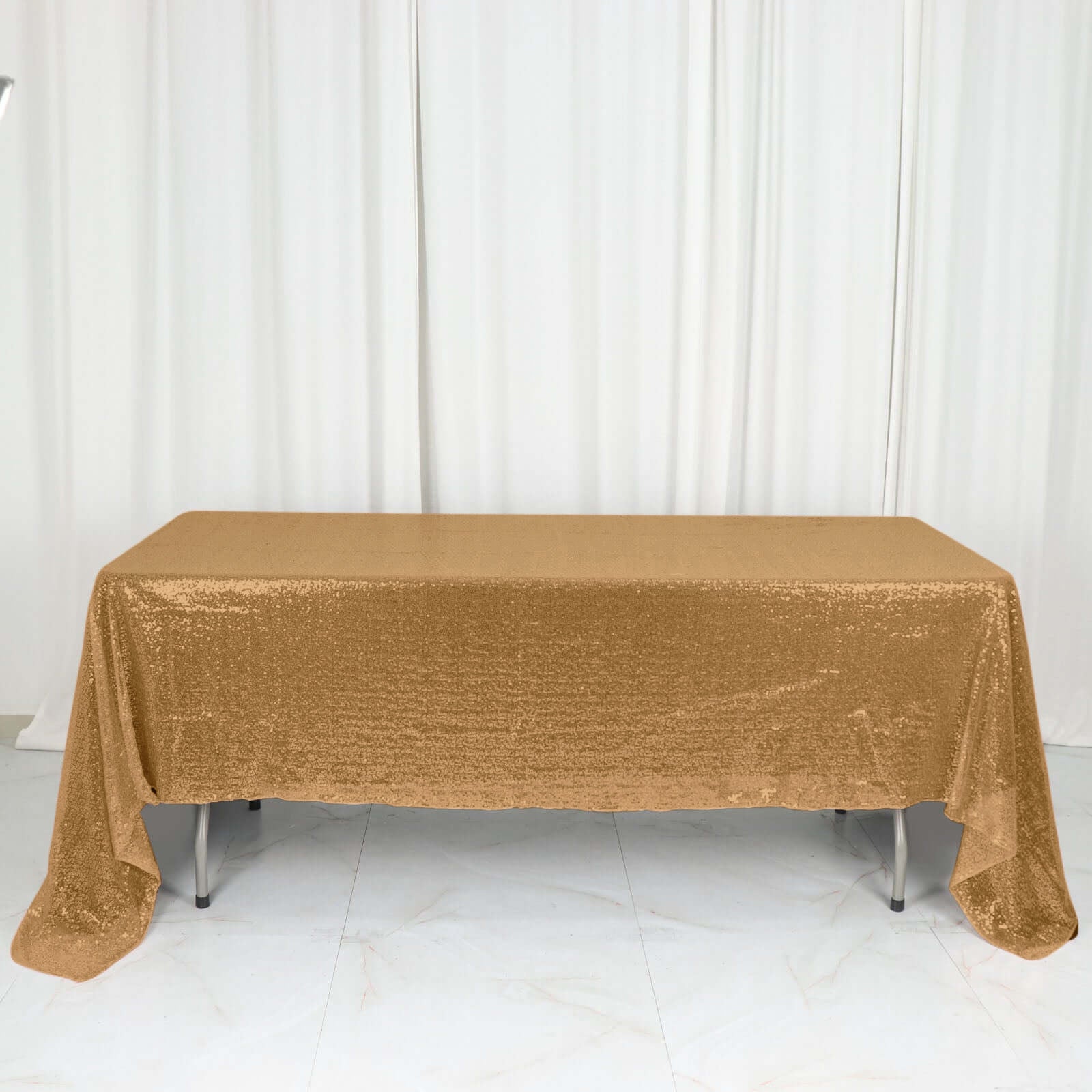 Sequin 60"x126" Rectangle Tablecloth Gold - Glittering Finish for Vibrant Celebrations