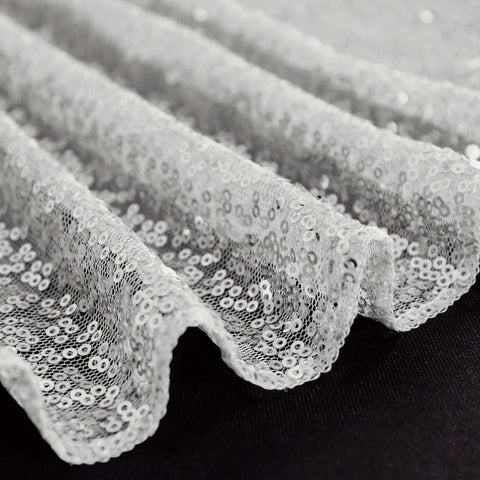 Sequin 60"x126" Rectangle Tablecloth Silver - Glittering Finish Table Cover