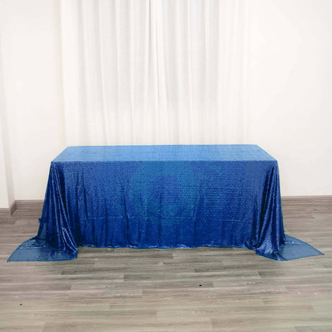 Sequin 90"x132" Rectangle Tablecloth Royal Blue - Seamless Sparkly Table Cover