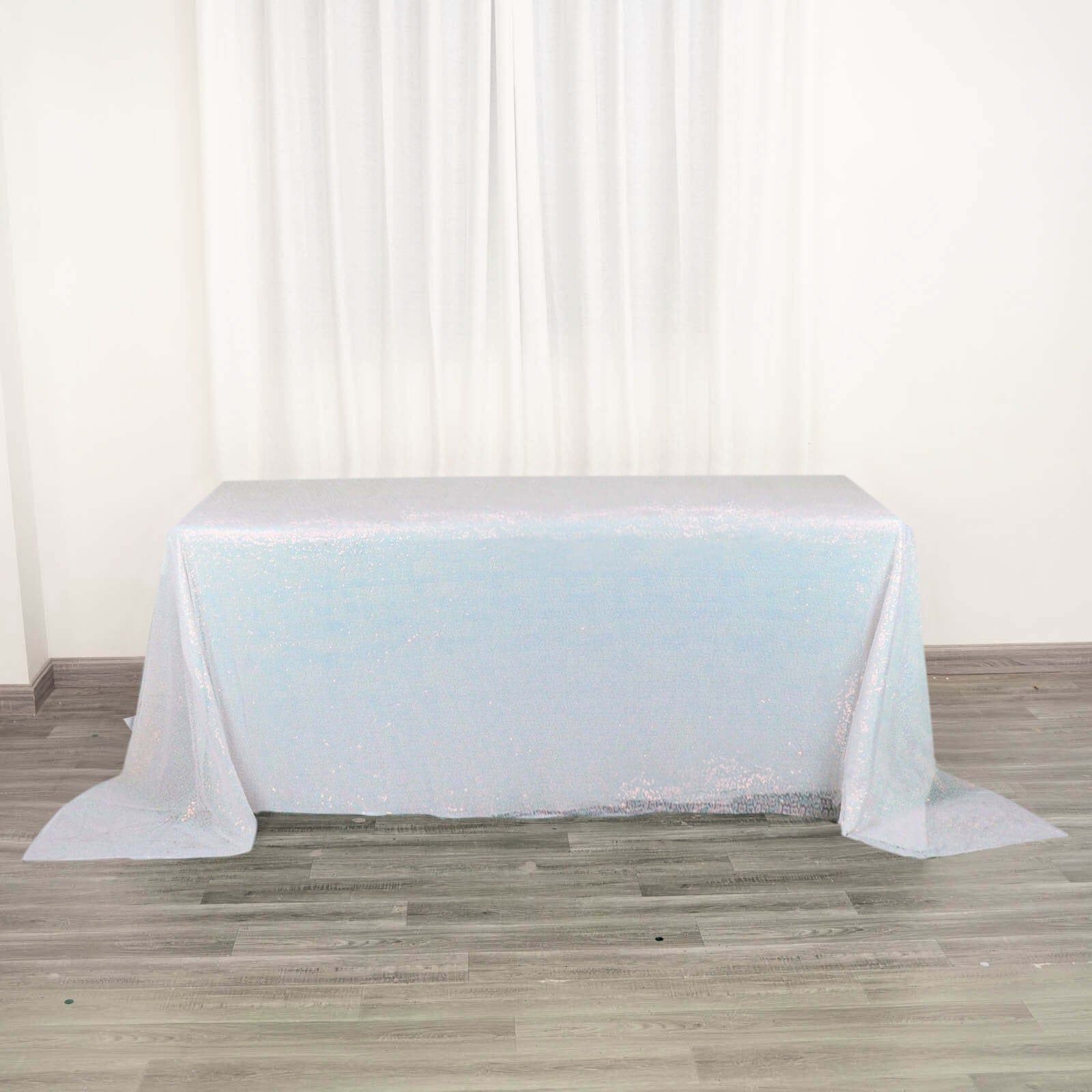 Sequin 90"x132" Rectangle Tablecloth Iridescent Blue - Seamless Sparkly Table Cover