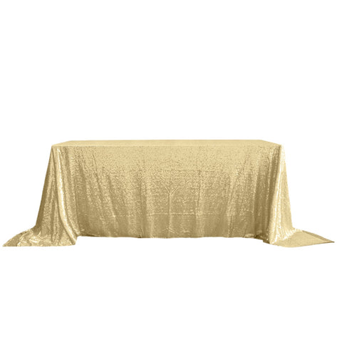 Sequin 90"x132" Rectangle Tablecloth Champagne - Seamless Sparkly Table Cover