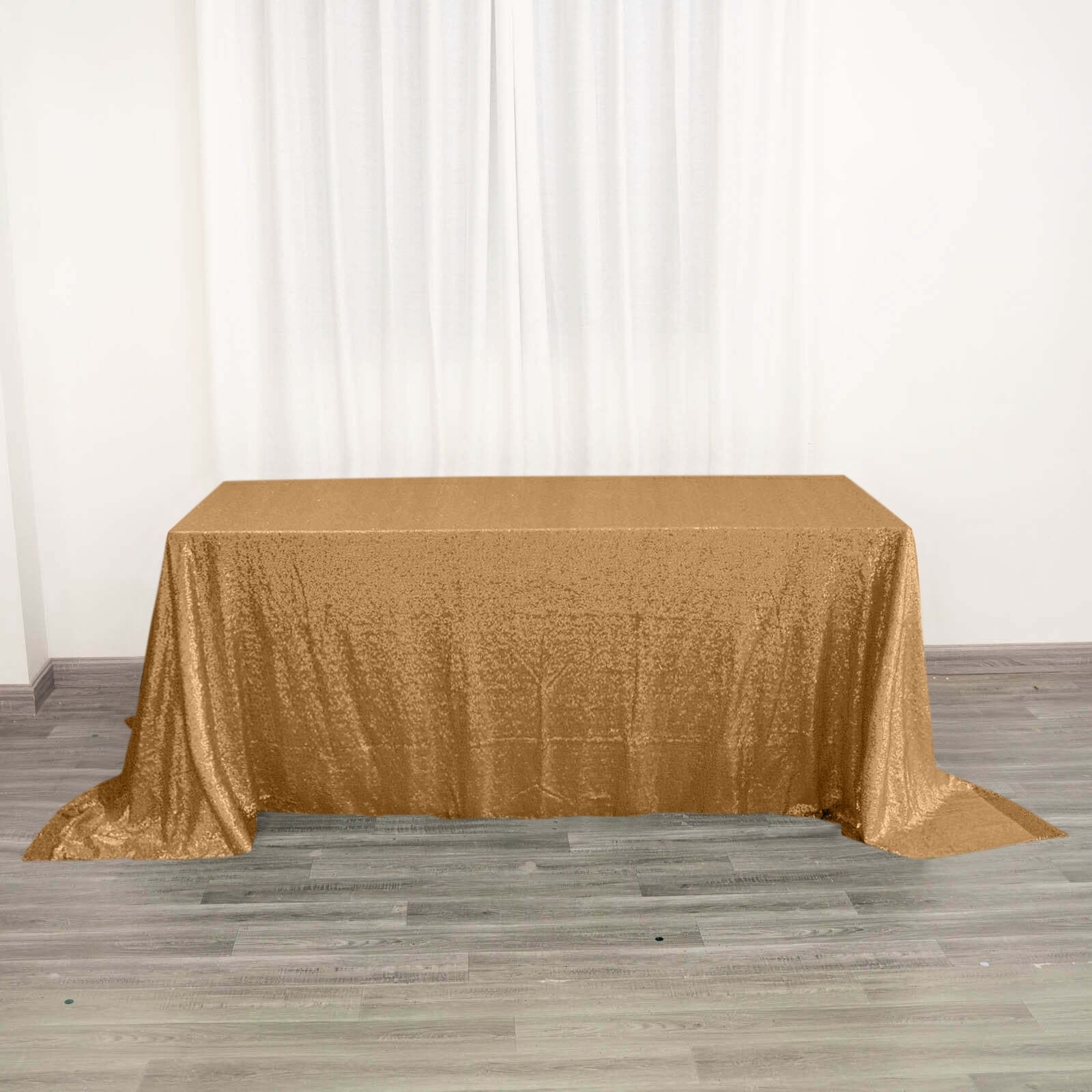 Sequin 90"x132" Rectangle Tablecloth Gold - Seamless Sparkly Design for Luxe Occasions