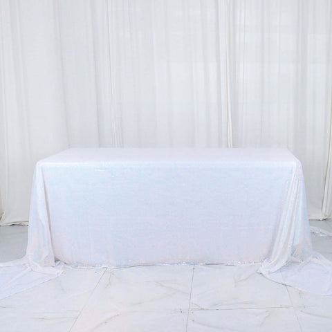 Sequin 90"x156" Rectangle Tablecloth Iridescent Blue - Seamless Twinkling Table Cover