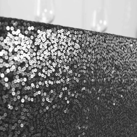 Sequin 90"x156" Rectangle Tablecloth Black - Seamless Twinkling Table Cover