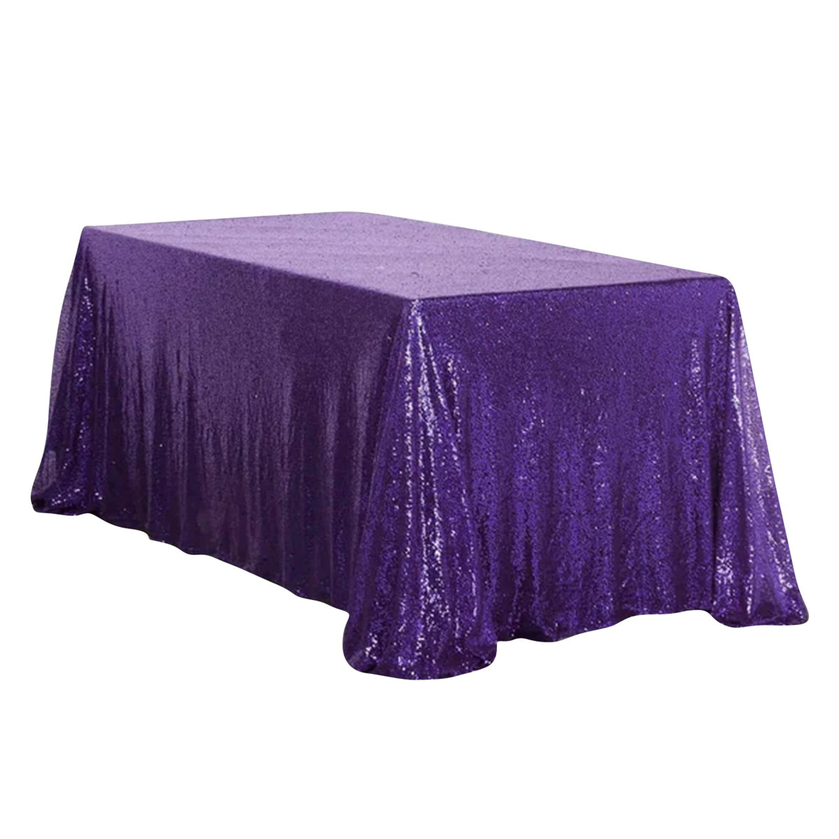 Sequin 90"x156" Rectangle Tablecloth Purple - Seamless Twinkling Table Cover