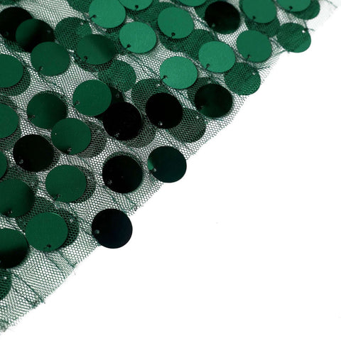 Sequin 120" Round Tablecloth Hunter Emerald Green - Seamless Big Payette Table Cover