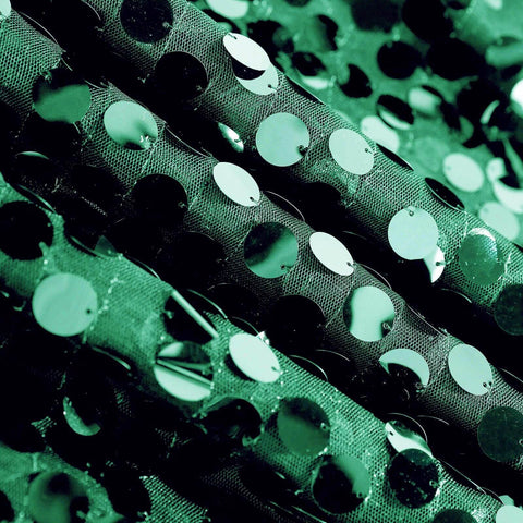 Sequin 120" Round Tablecloth Hunter Emerald Green - Seamless Big Payette Table Cover