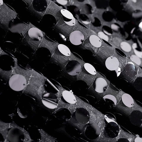 Sequin 132" Round Tablecloth Black - Big Payette Table Cover