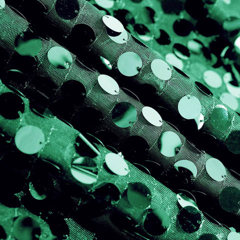 Sequin 132" Round Tablecloth Hunter Emerald Green - Big Payette Table Cover