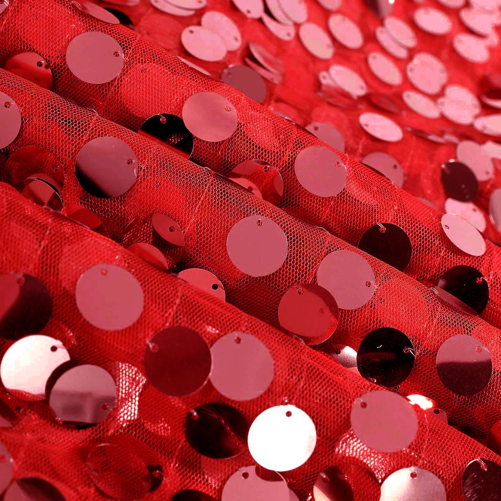 Sequin 132" Round Tablecloth Red - Big Payette Table Cover