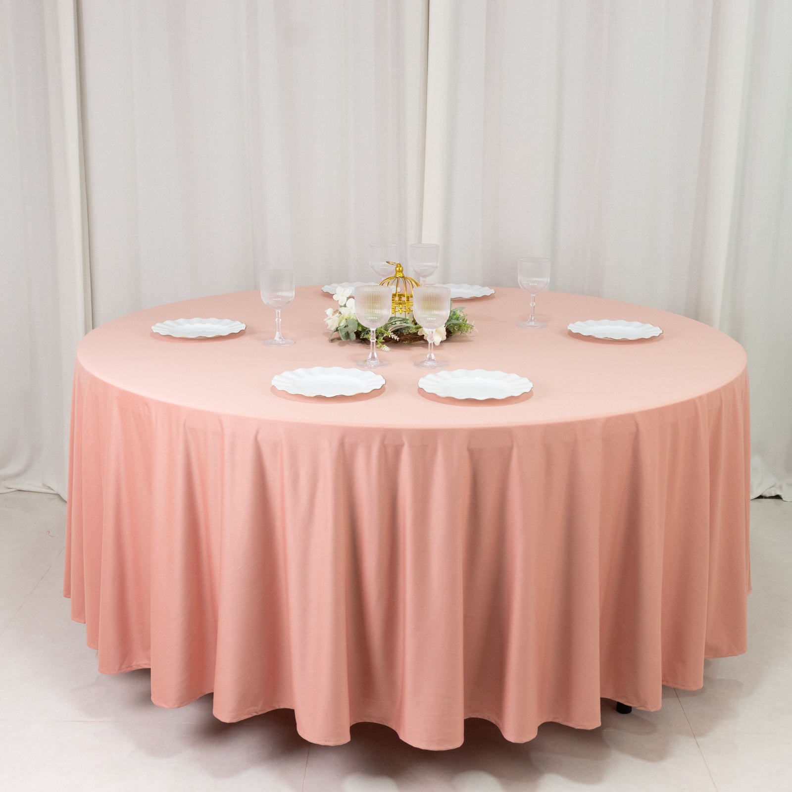 Scuba Round 108" Tablecloth Dusty Rose - Wrinkle Free & Stain Resistant Table Cover